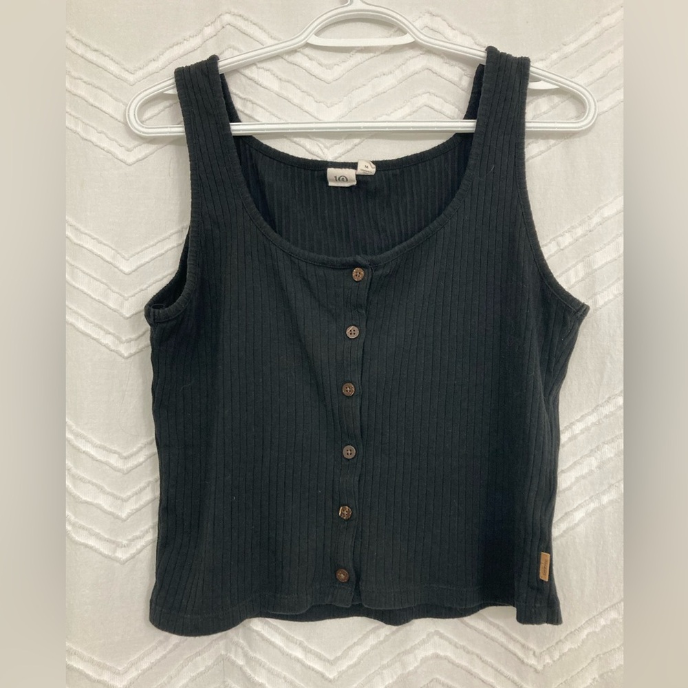 tentree Black Ribbed Tank Top